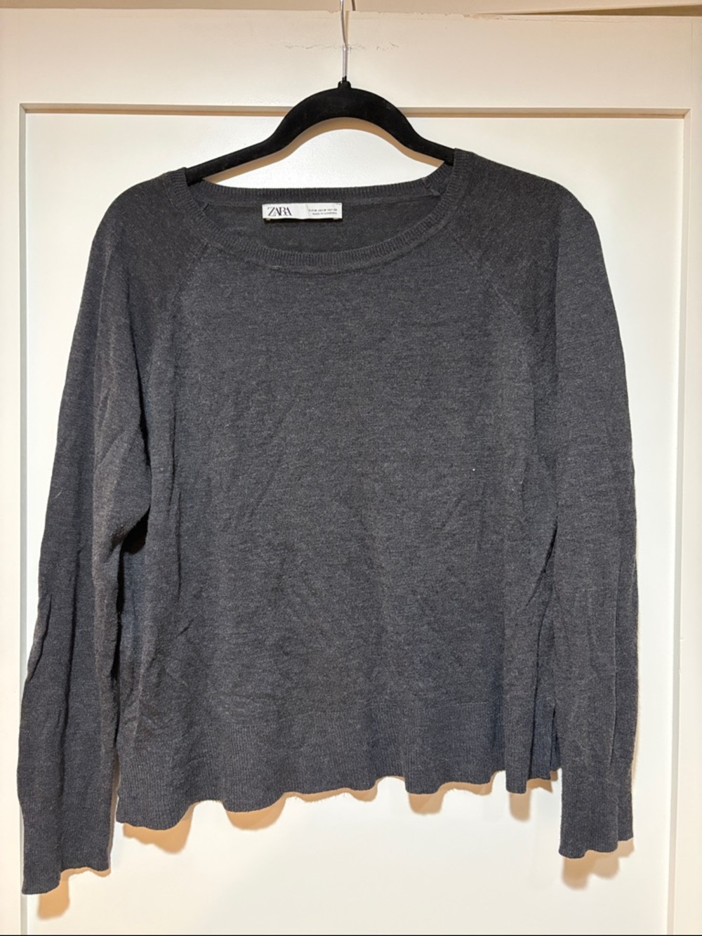 Zara Charcoal Gray Crewneck Knit Sweater